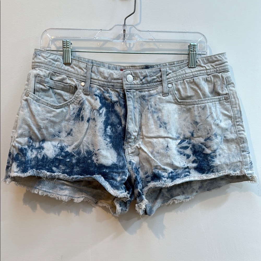 Guess Blue and White Tie-Dye Jean Shorts